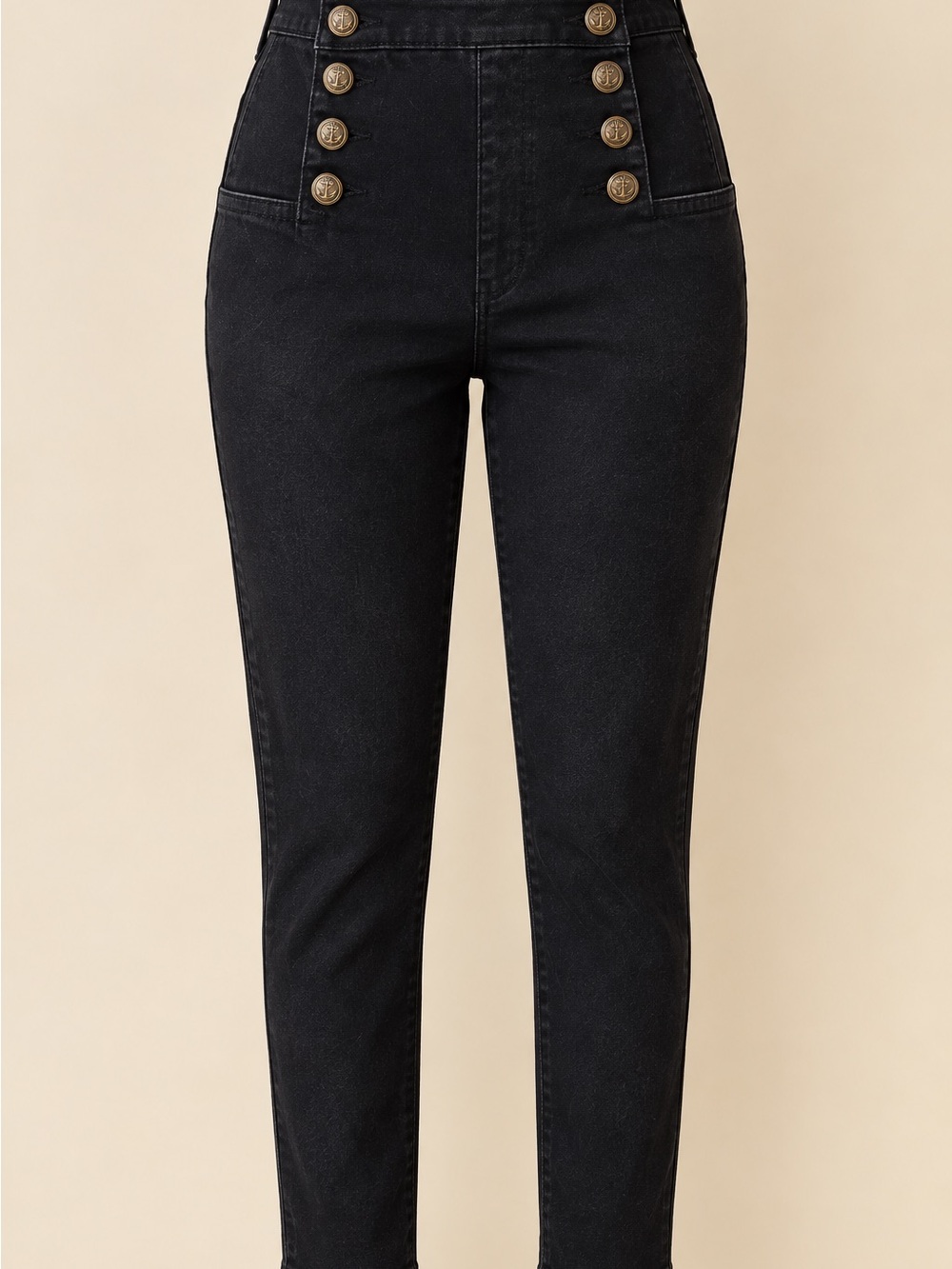 ModCloth Cello Black Sailor Button High Rise Jeans - Size 11